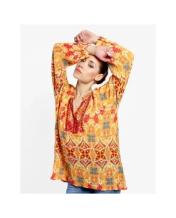 Blusa Kaftan Crep Estampado Cachemiras