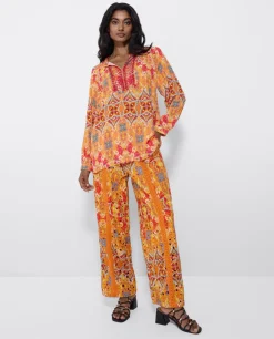 Blusa Kaftan Crep Estampado Cachemiras