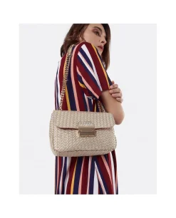 Bolso Caja Pequeno Trenzado Oro