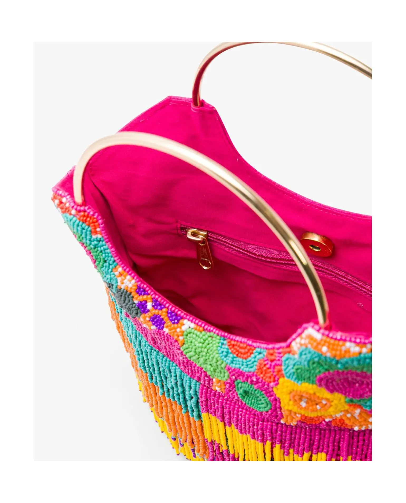 Bolso Flecos Cuentas Multicolor