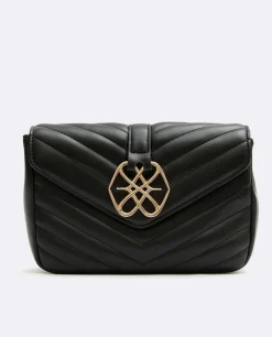 Bolso Satchel Con Cadena Piek Tecnopiel Negro