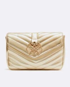 Bolso Satchel Con Cadena Piek Tecnopiel Oro