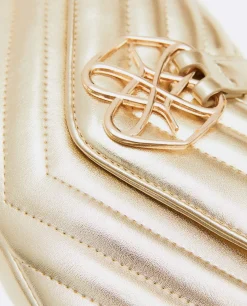 Bolso Satchel Con Cadena Piek Tecnopiel Oro