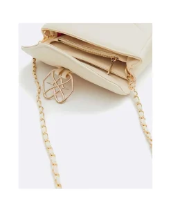 Bolso Satchel Con Cadena Piek Tecnopiel Blanco