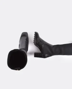 Bota Alta Pala Y Talon Licra/Coco Negro