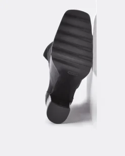 Bota Alta Pala Y Talon Licra/Coco Negro