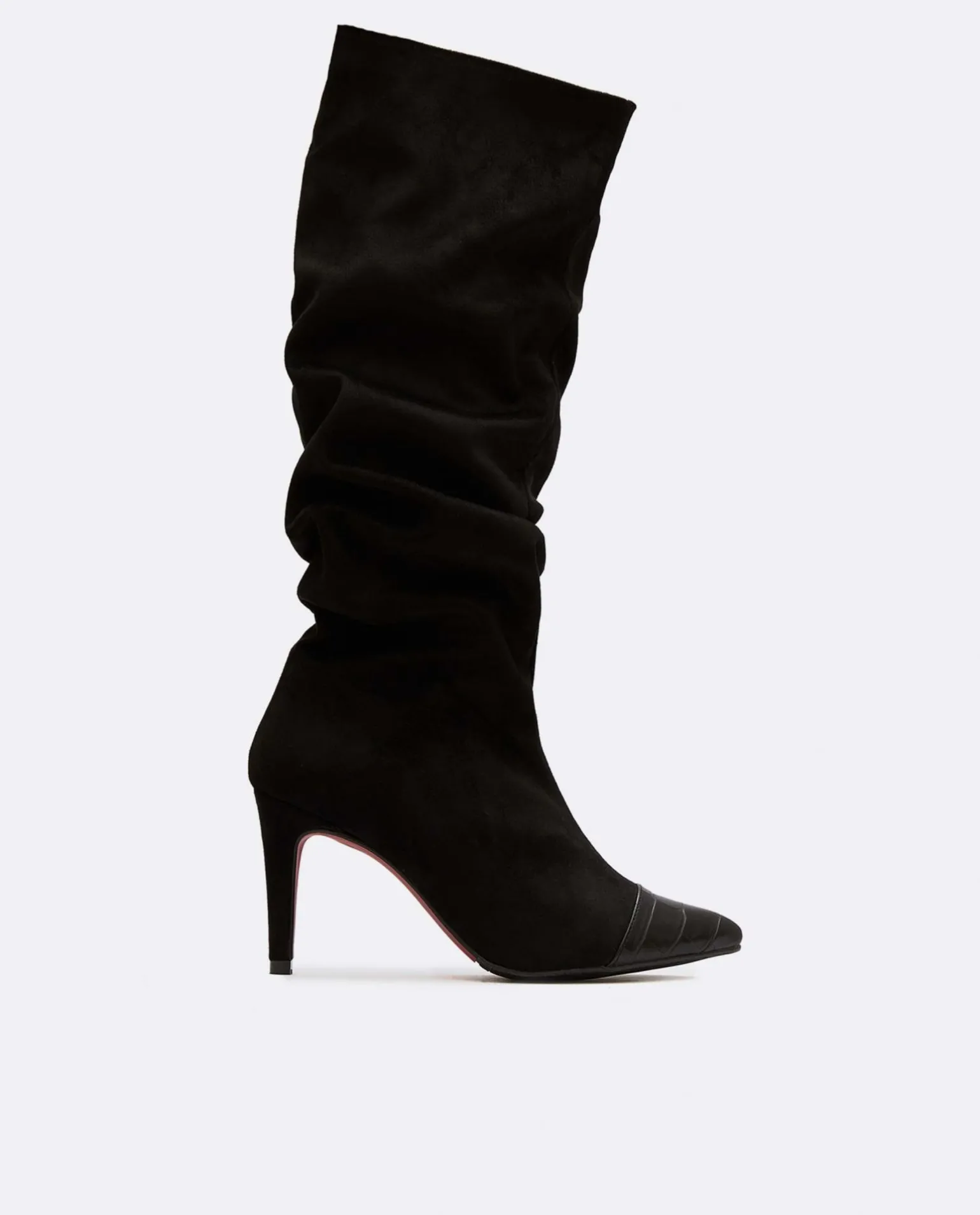 Bota Arrugada Ultrasuede Strech Negro