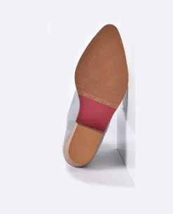 Bota Cowboy Tacón Bajo Serraje Celeste