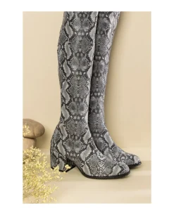 Bota Mosquetera Strech Serpiente Gris