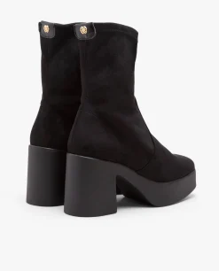 Botin Plataforma Ultrasuede Strech Negro