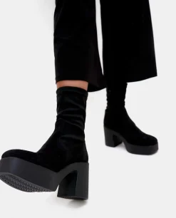 Botin Plataforma Ultrasuede Strech Negro