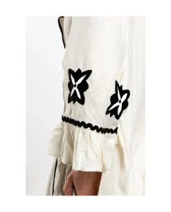 Camisa Bolsillos Bordados Jacquard Blanco