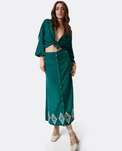 Camisa Con Nudo Lino Verde