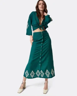 Camisa Con Nudo Lino Verde