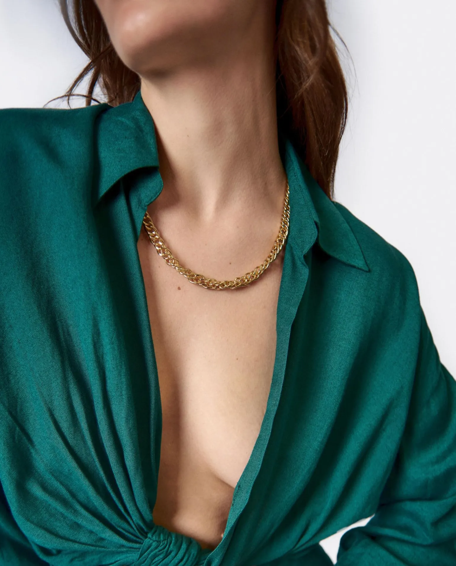 Camisa Con Nudo Lino Verde