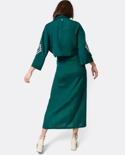 Camisa Con Nudo Lino Verde