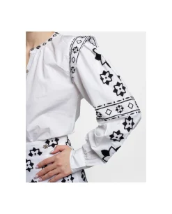 Camisa Mangas Bordadas Algodon Blanco