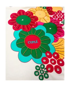 Camiseta Flor Multicolor Algodon Blanco