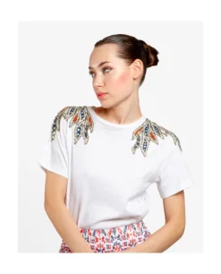 Camiseta Hombros Bordados Punto Blanco