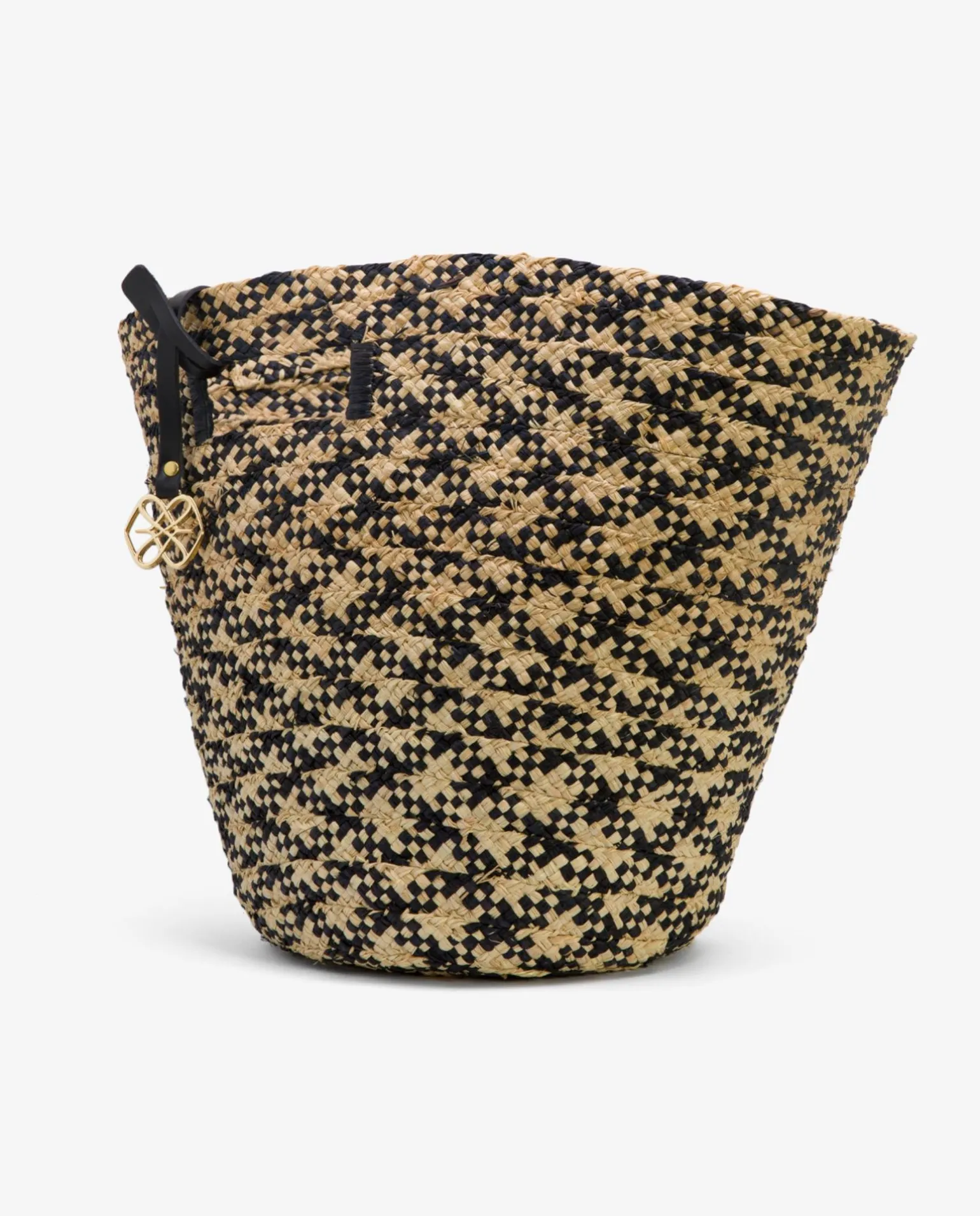 Capazo Asa Cuadrada Rafia Negro/ Beige