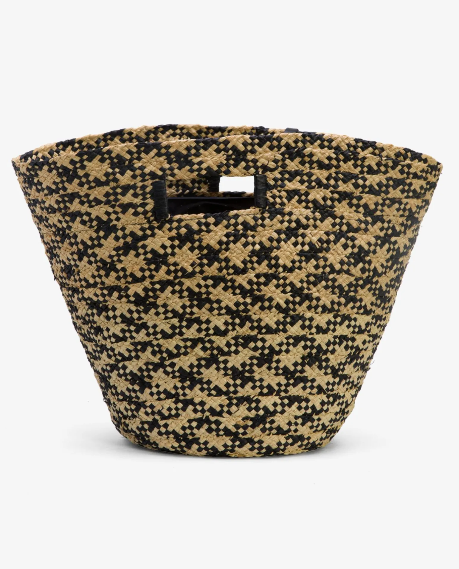 Capazo Asa Cuadrada Rafia Negro/ Beige