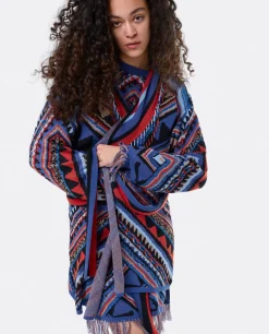 Cardigan Etnico Punto Tricot Multicolor