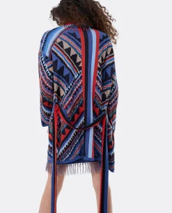Cardigan Etnico Punto Tricot Multicolor