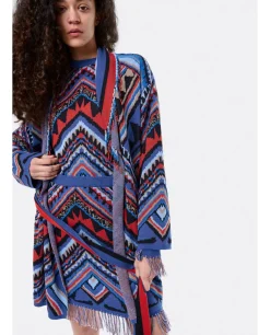 Cardigan Etnico Punto Tricot Multicolor