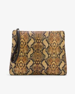 Cartera Mano Mediana Serpiente Mostaza