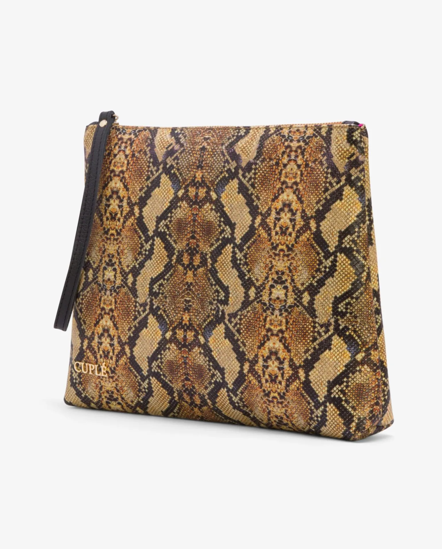 Cartera Mano Mediana Serpiente Mostaza