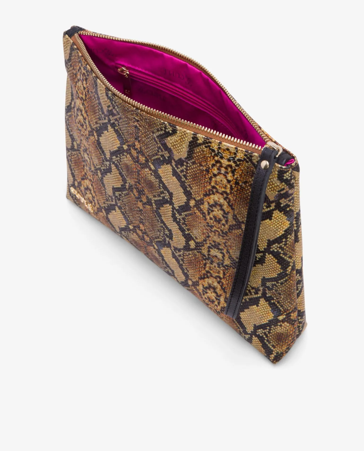 Cartera Mano Mediana Serpiente Mostaza