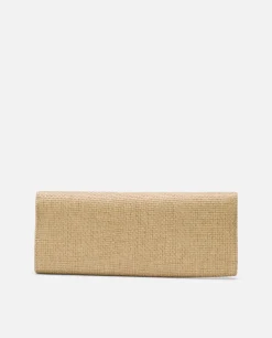 Cartera Mano Solapa Textil Beig