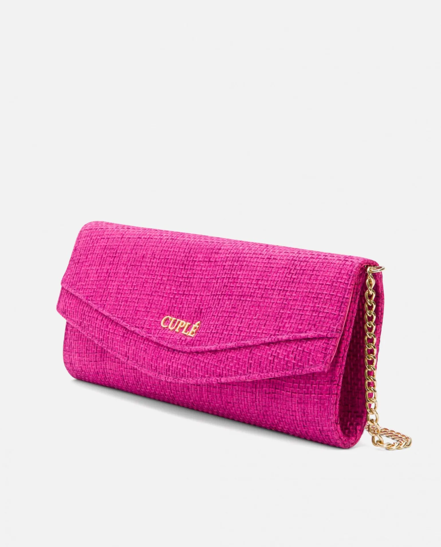 Cartera Mano Solapa Textil Fucsia