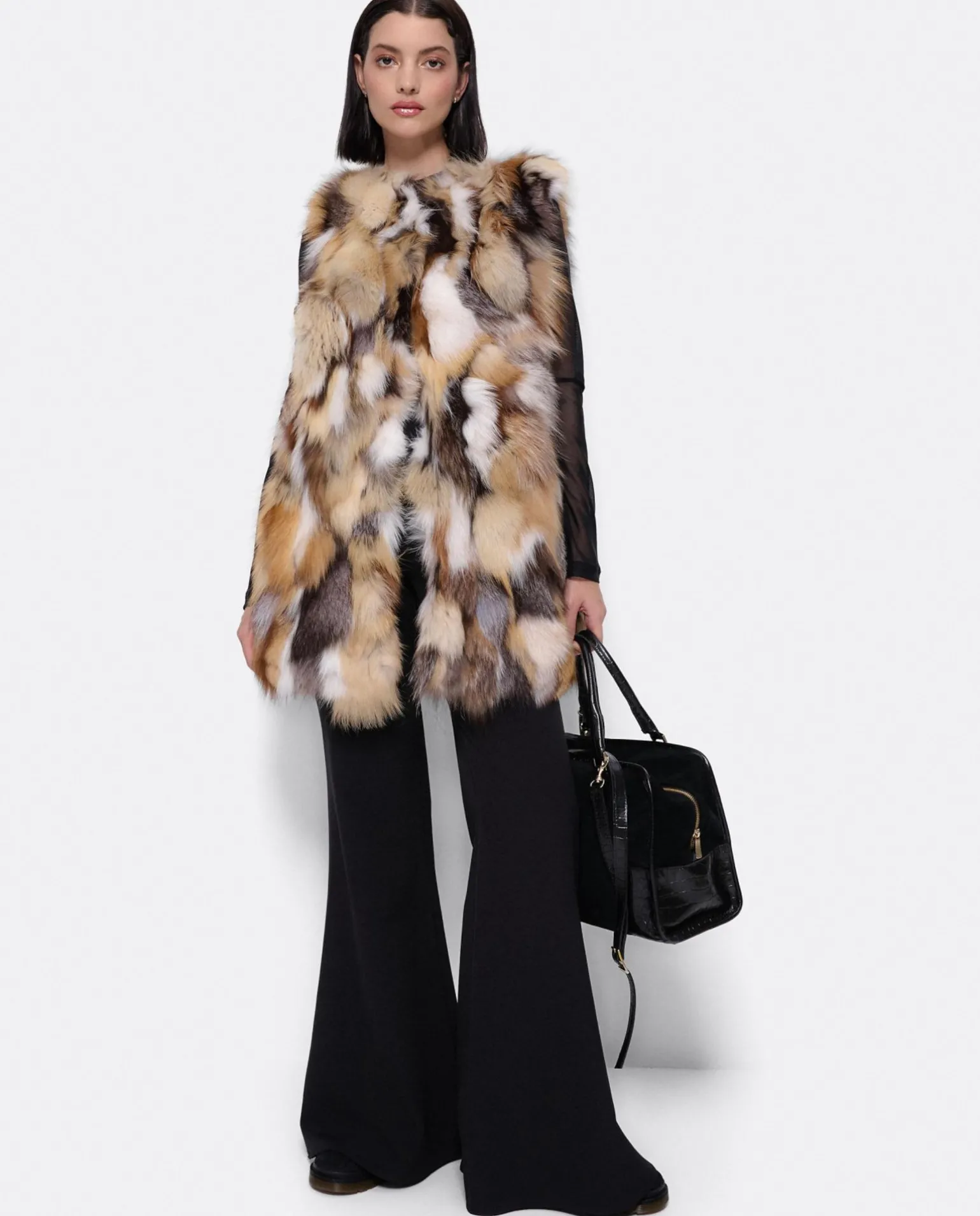 Chaleco Multi Pelo Natural Marron