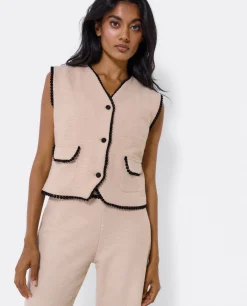 Chaleco Puntilla Tweed Beig