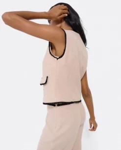 Chaleco Puntilla Tweed Beig