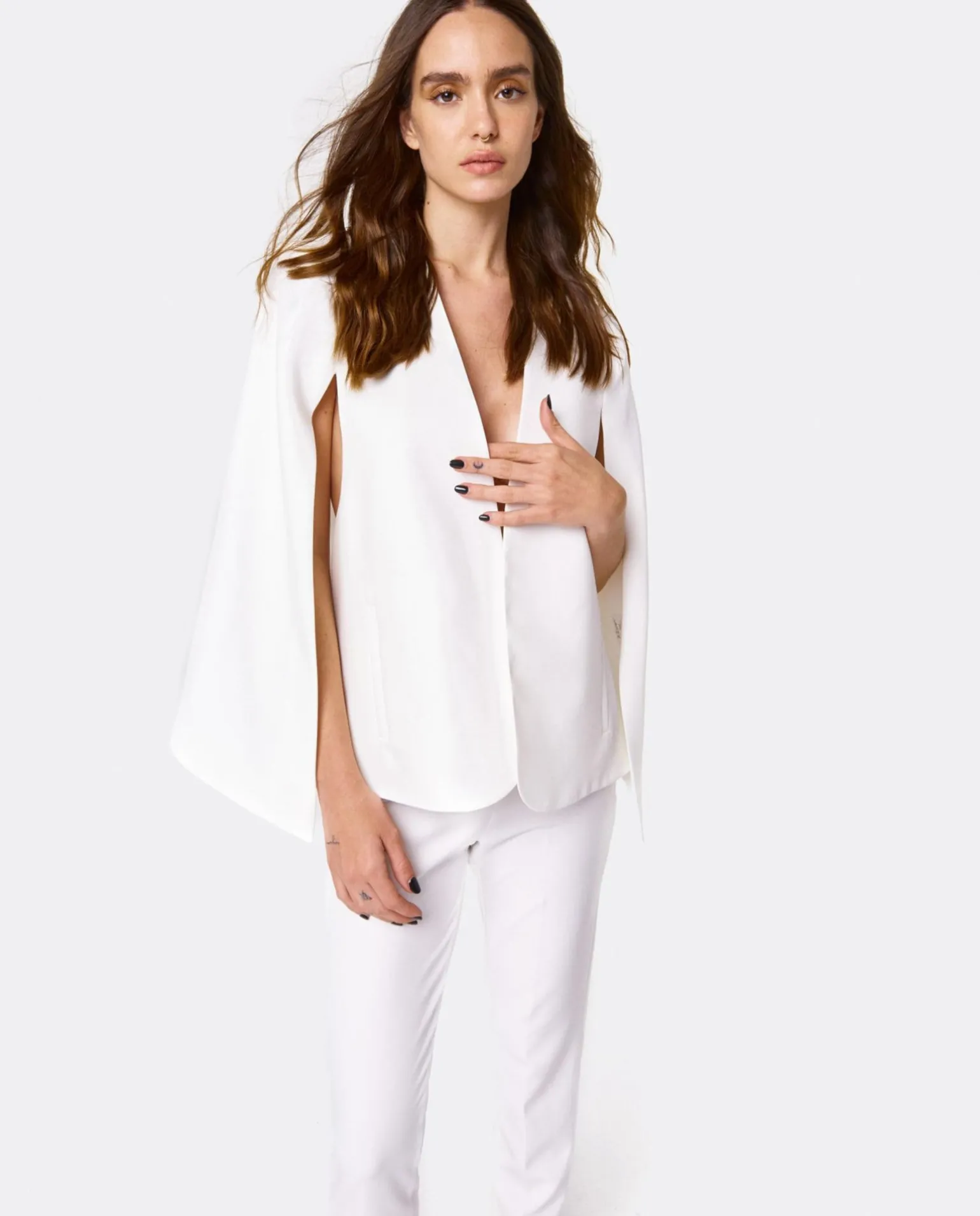 Chaqueta Capa Crep Blanco