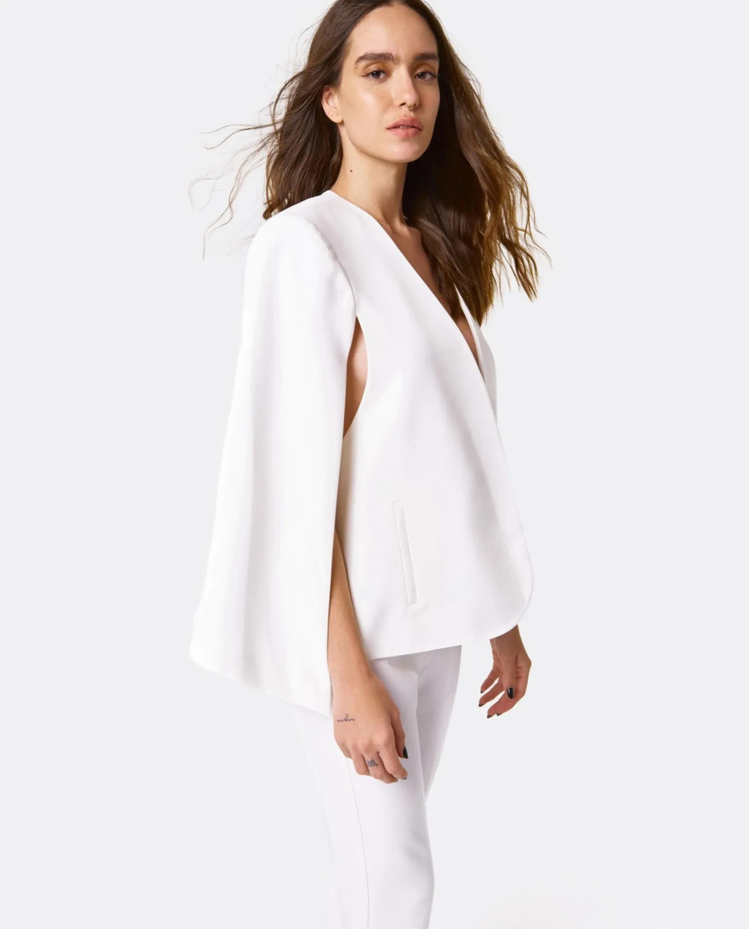 Chaqueta Capa Crep Blanco