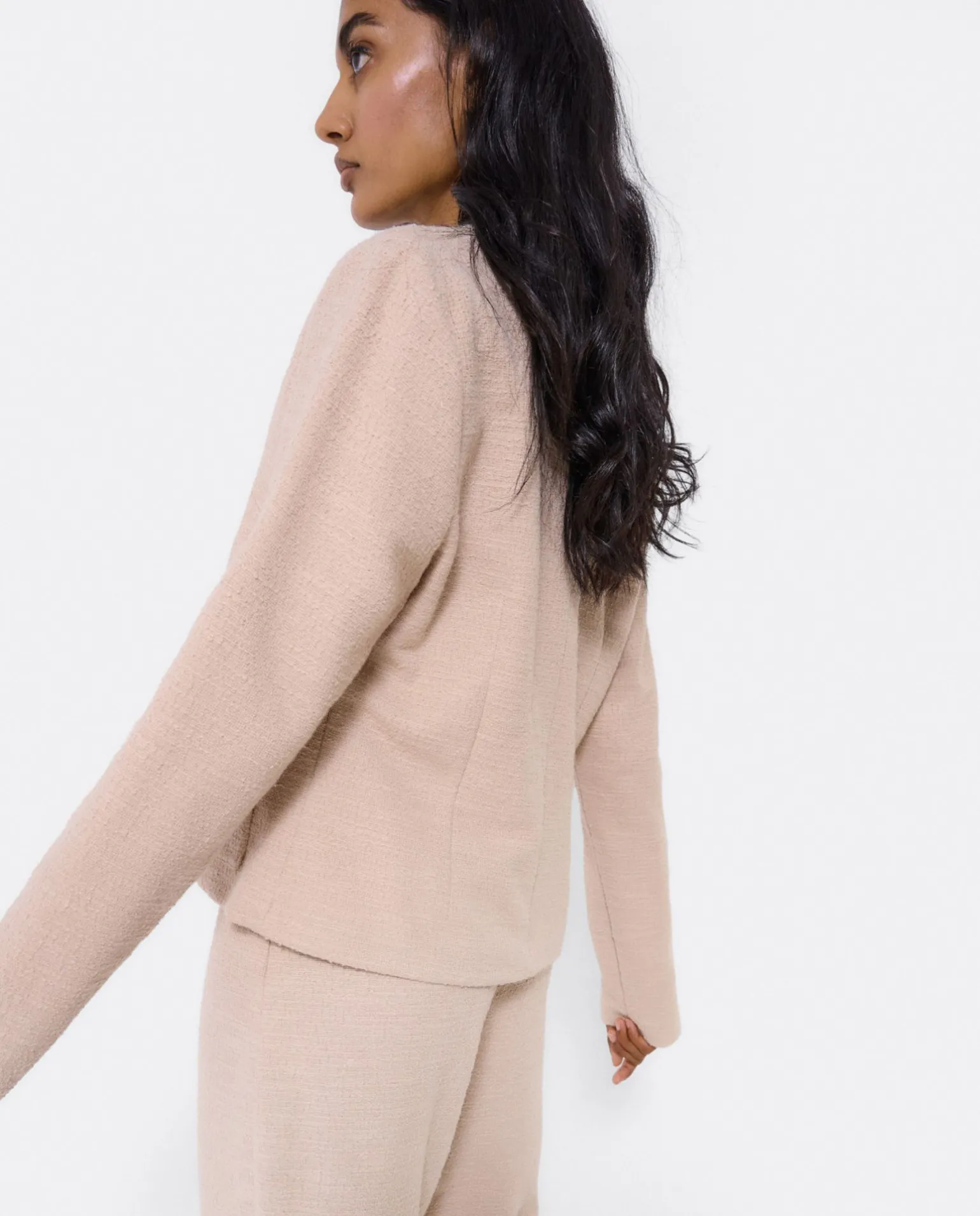 Chaqueta Corta Tweed Beig