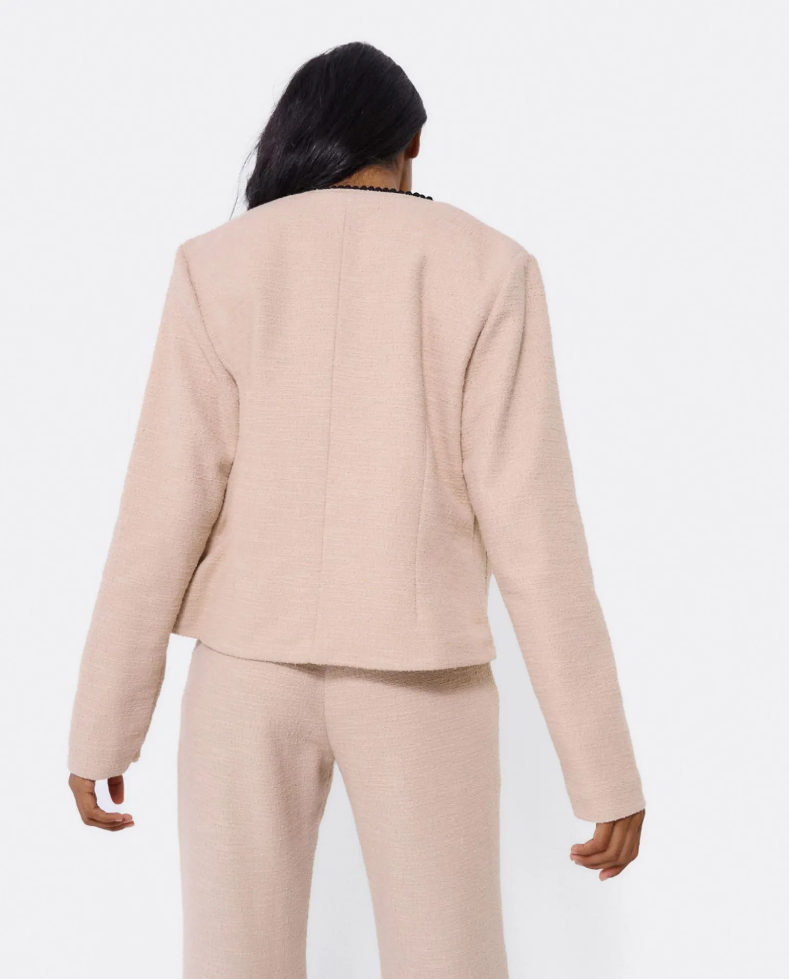 Chaqueta Corta Tweed Beig