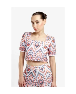 Crop Top Manga Algodon Multicolor