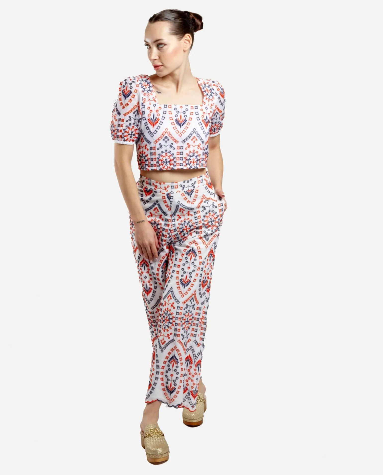 Crop Top Manga Algodon Multicolor