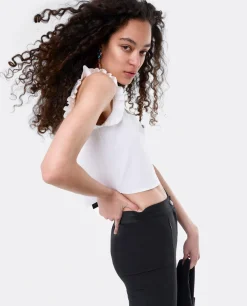 Crop Top Volante Neopreno Blanco