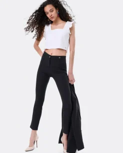 Crop Top Volante Neopreno Blanco