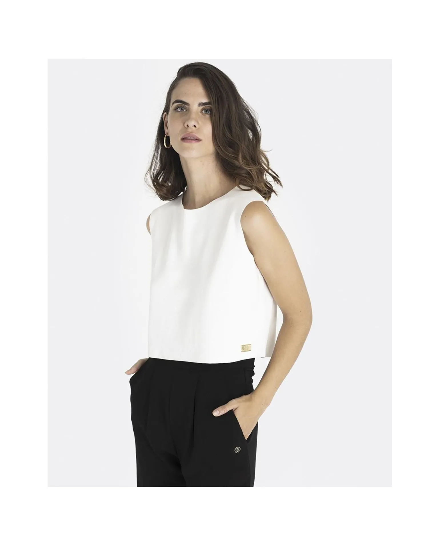 Cropt Top Neopreno Blanco