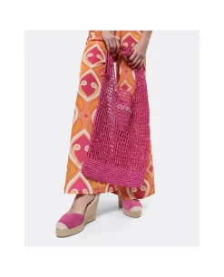 Cuna Yute Con Cintas Serraje Fucsia