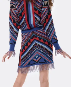 Falda Etnica Punto Tricot Multicolor