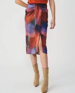 Falda Lazo Delantero Midi Sedin Estampado Acuarela