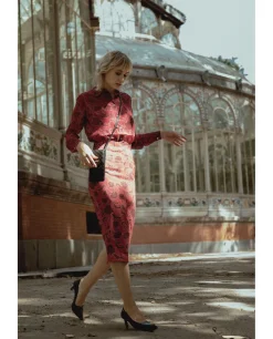 Falda Tubo Largo Midi Sedin Estampado Flor Cool