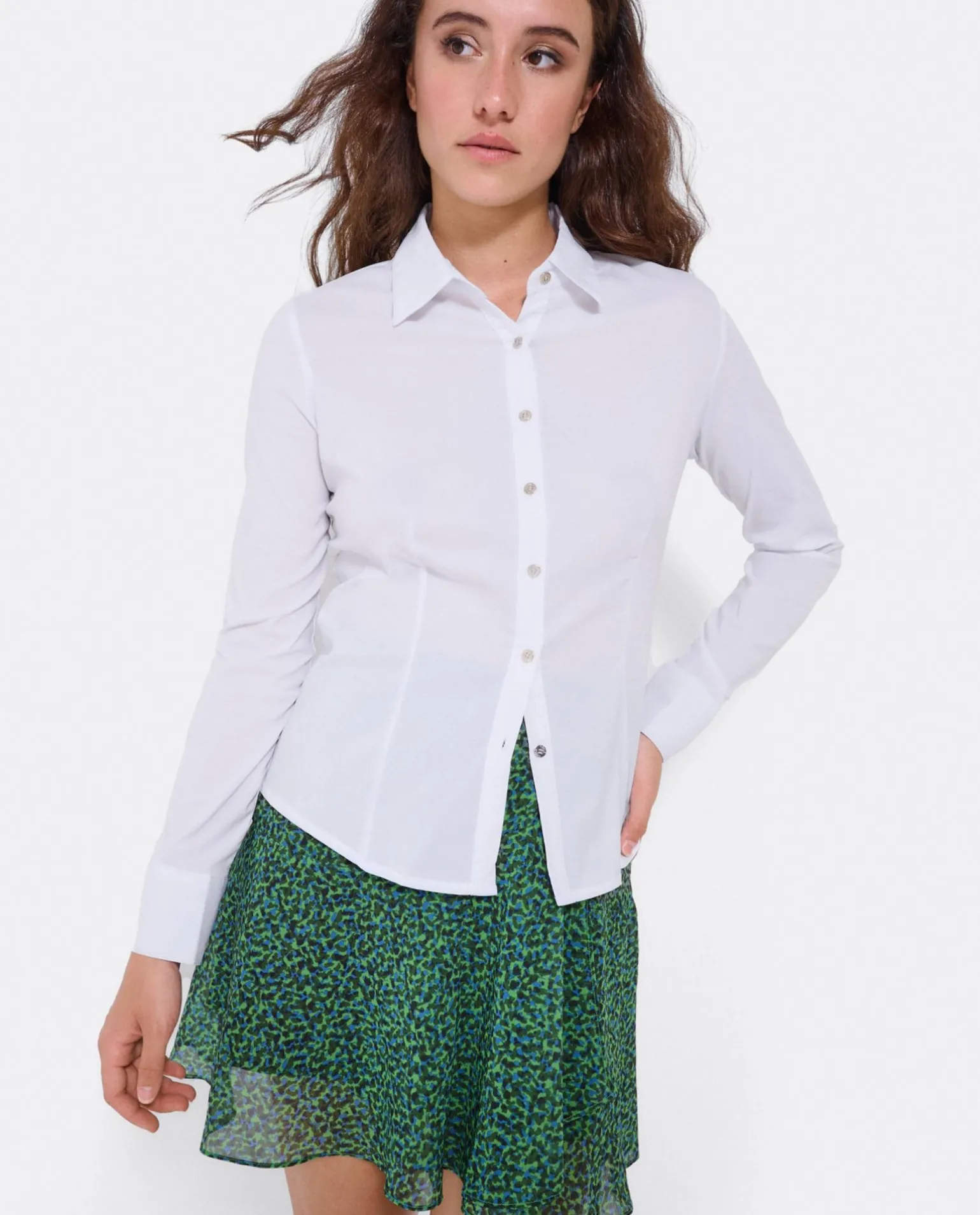 Falda Volantes Gasa Leopardo Verde